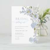 Dusty Blue Wildflower Bridal Shower Uitnodiging (Staand voorkant)
