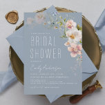 Dusty Blue Wildflower Bridal Shower Uitnodiging<br><div class="desc">Wil je een verbluffende uitnodiging voor je komende vrijgezellenfeest creëer zonder de bank te breken? Onze budgetvriendelijke waterverf wildbloembridale doucheuitnodiging is de perfecte oplossing! Deze uitnodiging is voorzien van een prachtig waterverf ontwerp van delicate wilde bloemen in zachte, romantische tinten, en zal zeker indruk maken op uw gasten zonder afbreuk...</div>