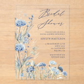 Dusty Blue Wildflower Bridal Shower Uitnodiging (Voorkant)