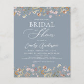 Dusty Blue Wildflower Bridal Shower Uitnodiging Flyer (Voorkant)