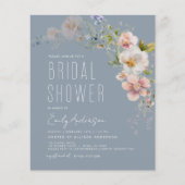 Dusty Blue Wildflower Bridal Shower Uitnodiging Flyer (Voorkant)