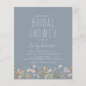 Dusty Blue Wildflower Bridal Shower Uitnodiging Flyer (Voorkant)
