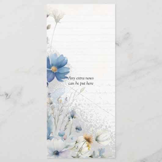 Dusty Blue Wildflower Bruiloft Menu (Achterkant)