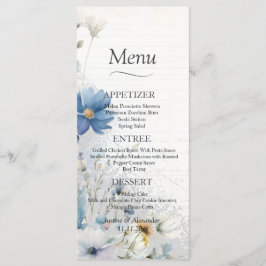 Dusty Blue Wildflower Bruiloft Menu