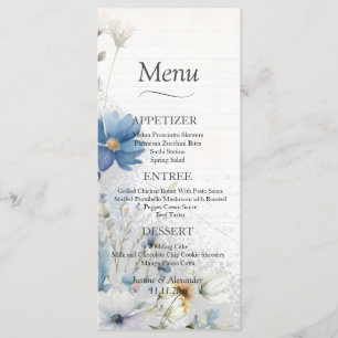 Dusty Blue Wildflower Bruiloft Menu