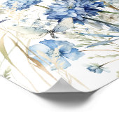 Dusty Blue Wildflower bruiloft Welkomstbord Poster (Hoek)