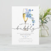 Dusty Blue Wildflower Brunch Bubble Vrijgezellenfe Kaart (Staand voorkant)