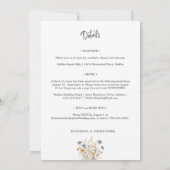 Dusty Blue Wildflower Budget Alles in één bruiloft Kaart (Achterkant)