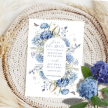 Dusty Blue Wildflower & Butterfly Elegant Huwelijk