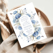 Dusty Blue Wildflower & Butterfly Wedding Kaart