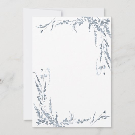 Dusty Blue Wildflower Calligraphy Wedding Kaart (Achterkant)