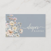 Dusty Blue Wildflower Diaper Raffle Informatiekaartje (Voorkant)