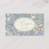 Dusty Blue Wildflower Diaper Raffle Informatiekaartje (Voorkant)