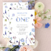 Dusty Blue Wildflower draaien een 1e verjaardag Kaart