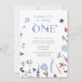 Dusty Blue Wildflower draaien een 1e verjaardag Kaart (Voorkant)