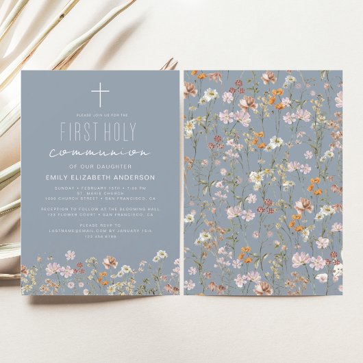 Dusty Blue Wildflower Eerste Heilige Communie