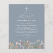 Dusty Blue Wildflower Eerste Heilige Communie (Voorkant)
