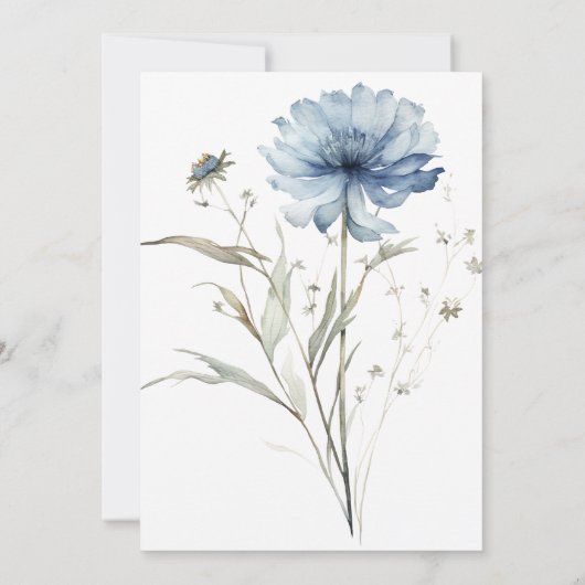 Dusty Blue Wildflower Elegant Boho Wedding Kaart (Achterkant)