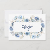 Dusty Blue Wildflower Elegant Boho Wedding RSVP Kaartje (Achterkant)