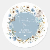 Dusty Blue Wildflower Fairy Prinses Verjaardag Ronde Sticker (Voorkant)