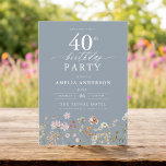 Dusty Blue Wildflower Floral 40e verjaardag Kaart<br><div class="desc">Vier in stijl met een tuin bloemenkalligrafie 40e verjaardag uitnodiging, perfect voor een mijlpaal evenement. Met levendige bloemige design en elegante kalligrafie zet deze uitnodiging een grillige maar verfijnde toon voor uw feest. Het weelderige tuinthema combineert natuurlijke schoonheid met sierlijke typografie, waardoor een tijdloze en uitnodigende look wordt gecreëerd. Ideaal...</div>