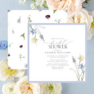 Dusty Blue Wildflower Floral Vrijgezellenfeest Kaart