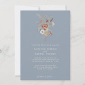 Dusty Blue Wildflower Floral Waterverf Wedding Kaart (Voorkant)
