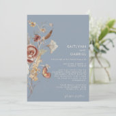 Dusty Blue Wildflower Floral Waterverf Wedding Kaart (Staand voorkant)
