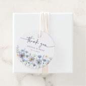 Dusty Blue Wildflower Floral Wedding Bedankjes Labels (In situ)