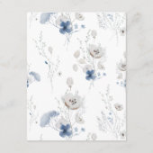 Dusty Blue Wildflower Floral Wedding Details Informatiekaartje (Achterkant)