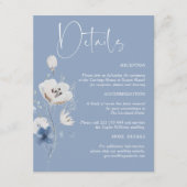Dusty Blue Wildflower Floral Wedding Details Informatiekaartje (Voorkant)