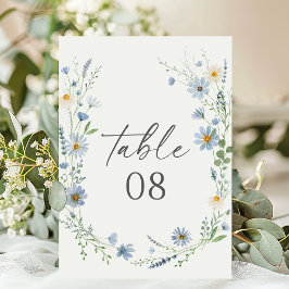 Dusty Blue Wildflower Floral Wedding Kaart