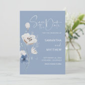 Dusty Blue Wildflower Floral Wedding Save The Date (Staand voorkant)