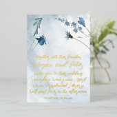 Dusty Blue Wildflower Folie Calligraphy Fine Art Folie Uitnodiging (Staand Voorkant)