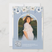 Dusty Blue Wildflower Foto QR Code Baby shower Kaart (Achterkant)