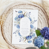 Dusty Blue Wildflower Garden Wedding Silver Folie Uitnodiging