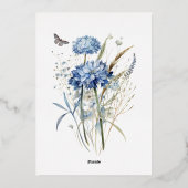 Dusty Blue Wildflower Garden Wedding Silver Folie Uitnodiging (Achterkant)