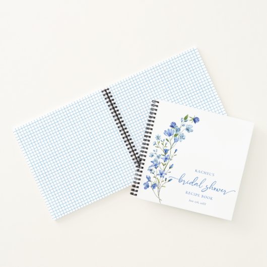 Dusty Blue Wildflower gepersonaliseerd recept Notitieboek (Binnen)