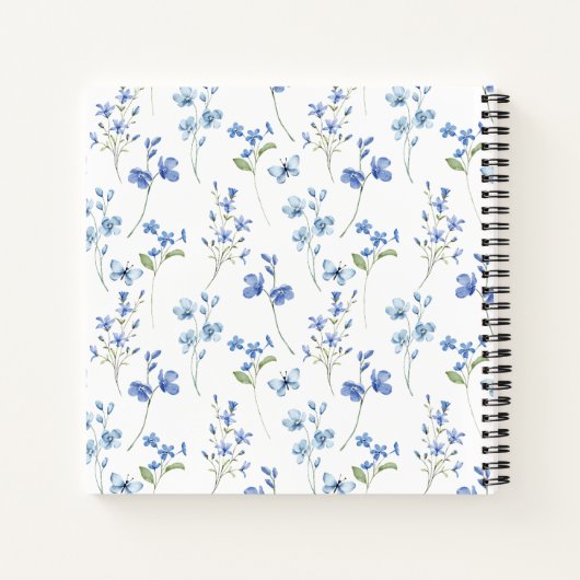 Dusty Blue Wildflower gepersonaliseerd recept Notitieboek (Achterkant)
