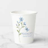 Dusty Blue Wildflower gepersonaliseerd Vrijgezelle Papieren Bekers (Voorkant)