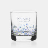 Dusty Blue Wildflower gepersonaliseerd Vrijgezelle Whisky Glas (Links)