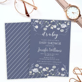 Dusty blue wildflower is een jongen baby shower kaart