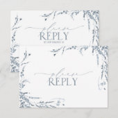 Dusty Blue Wildflower Kalligrafie Wedding RSVP (Voorkant / Achterkant)