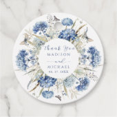 Dusty Blue Wildflower L Elegant Floral Wedding Bedankjes Labels (Voorkant)