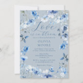 Dusty Blue Wildflower Love in Bloom Vrijgezellenfe Kaart (Voorkant)