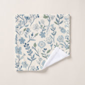 Dusty Blue Wildflower Meadow Botanical Pattern Bad Handdoek (Wasdoekje)