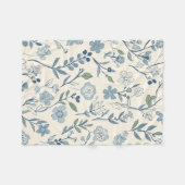 Dusty Blue Wildflower Meadow Botanical Pattern Fleece Deken (Voorkant (Horizontaal))