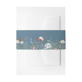 Dusty Blue Wildflower Meadow Invitation Belly Band Uitnodigingen Wikkel