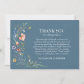 Dusty Blue Wildflower Meadow Wedding Bedankkaart (Voorkant)