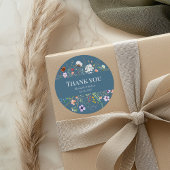 Dusty Blue Wildflower Meadow Wedding Bedankt Ronde Sticker